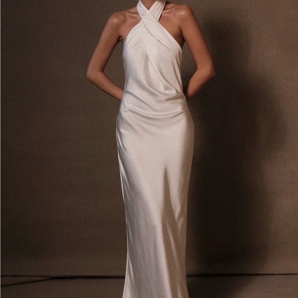 Meshki Halter Champagn Maxi Dress